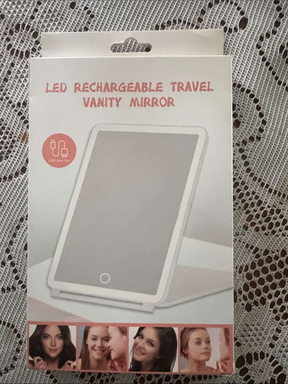 LED Rechargeable Travel Vanity Mirror - White Compact Design